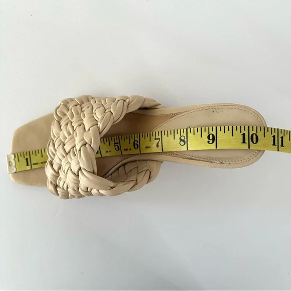 H&M Premium Beige Woven Leather Square Toe Mules Heels 41 - Picture 10 of 11